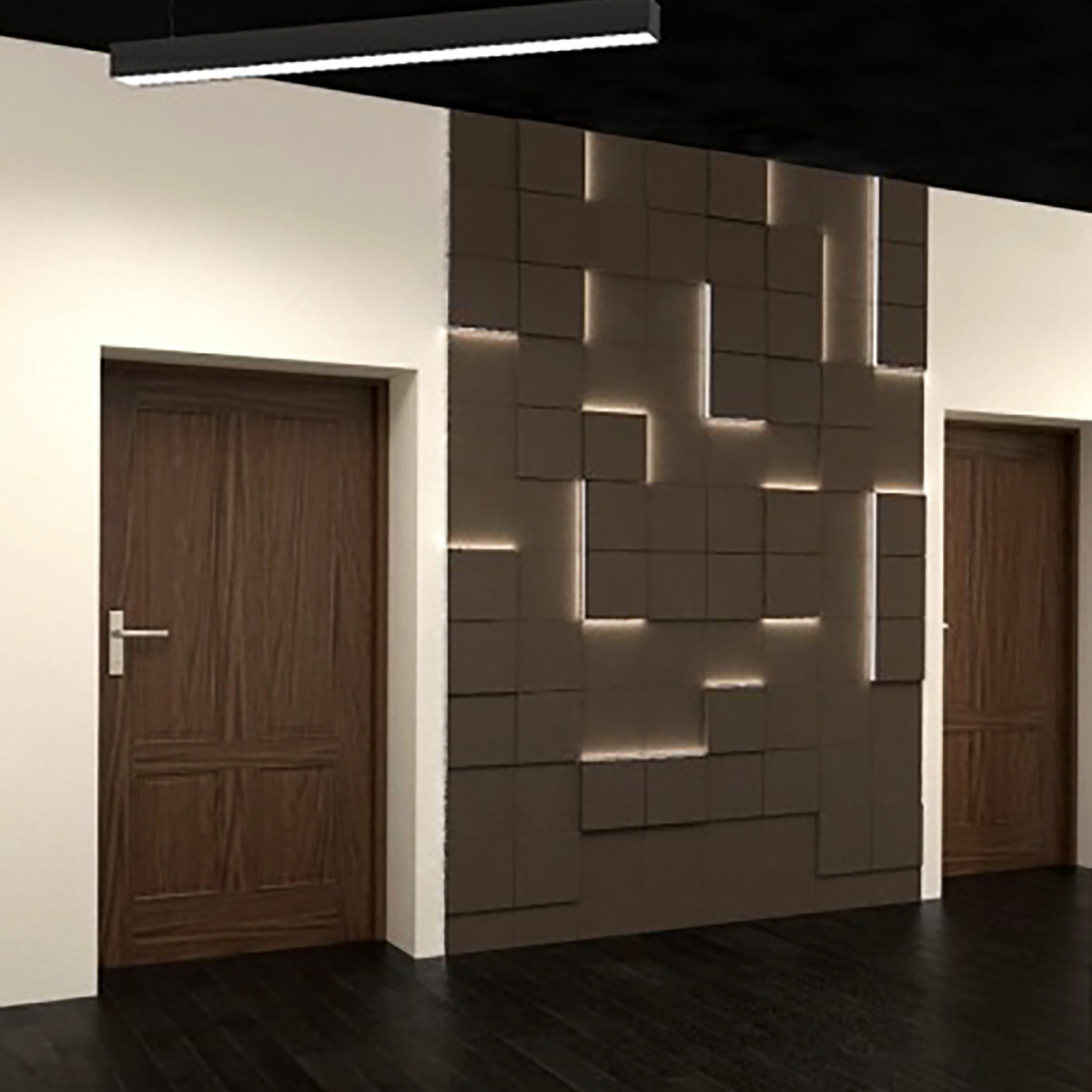 Гіпсові 3Д панелі з підсвіткою "LED квадрати" для стін 25x25 см