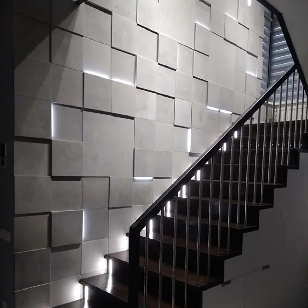 Гіпсові 3Д панелі з підсвіткою "LED квадрати" для стін 25x25 см