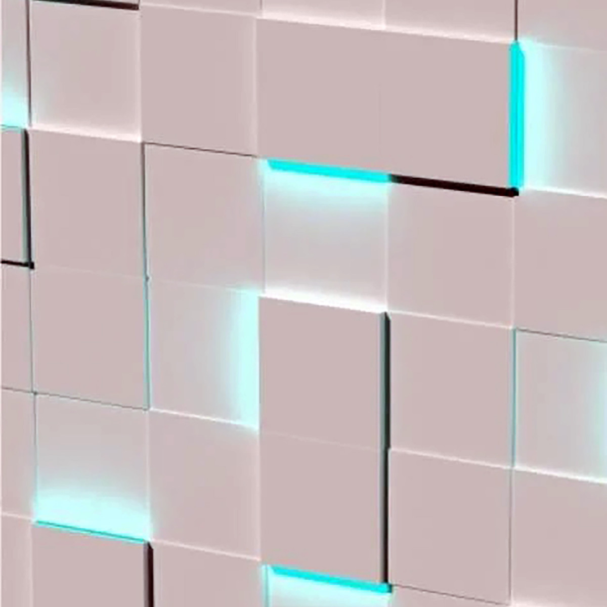 Гіпсові 3Д панелі з підсвіткою "LED квадрати" для стін 25x25 см