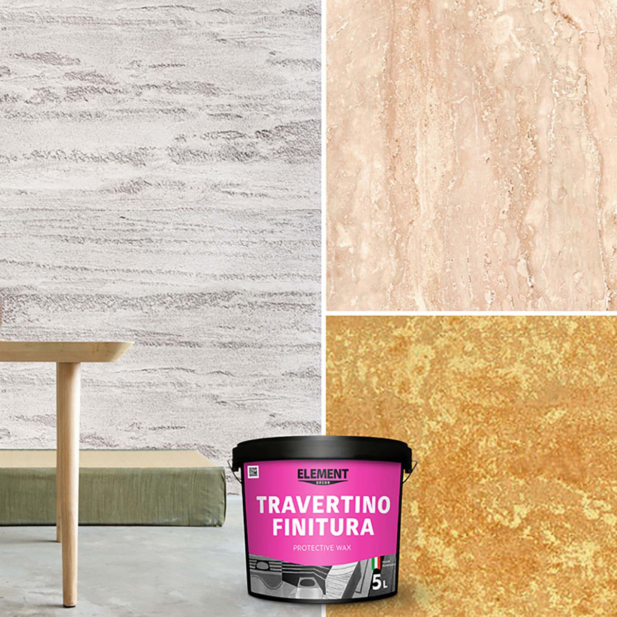 Декоративна штукатурка Element Decor Travertino фактурна 15 кг