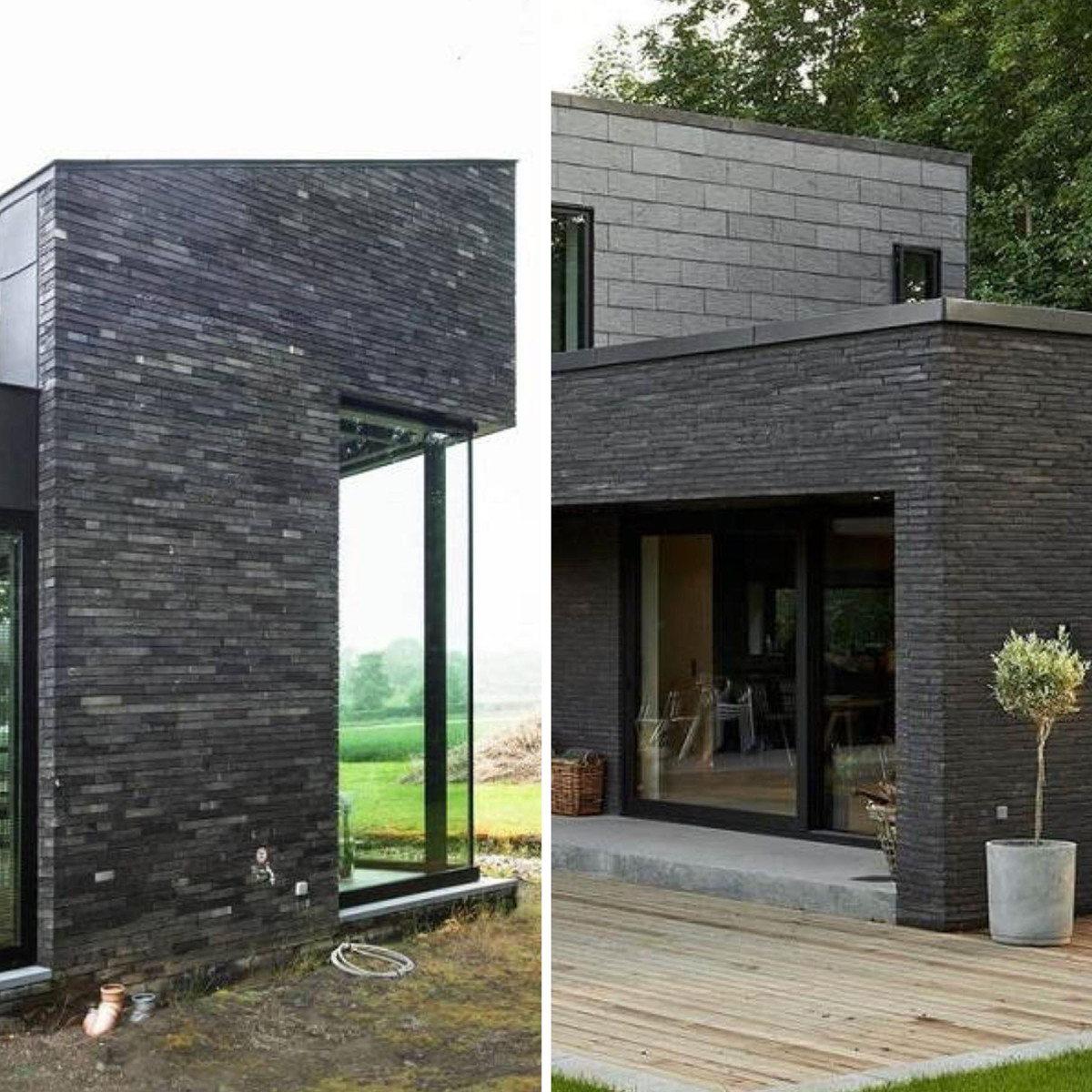 Фасадна плитка Рігель Графіт довгого формату