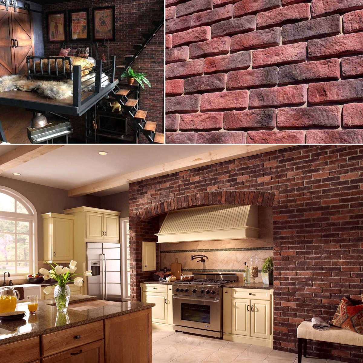 Декоративна цегла Рустик колір Бордо