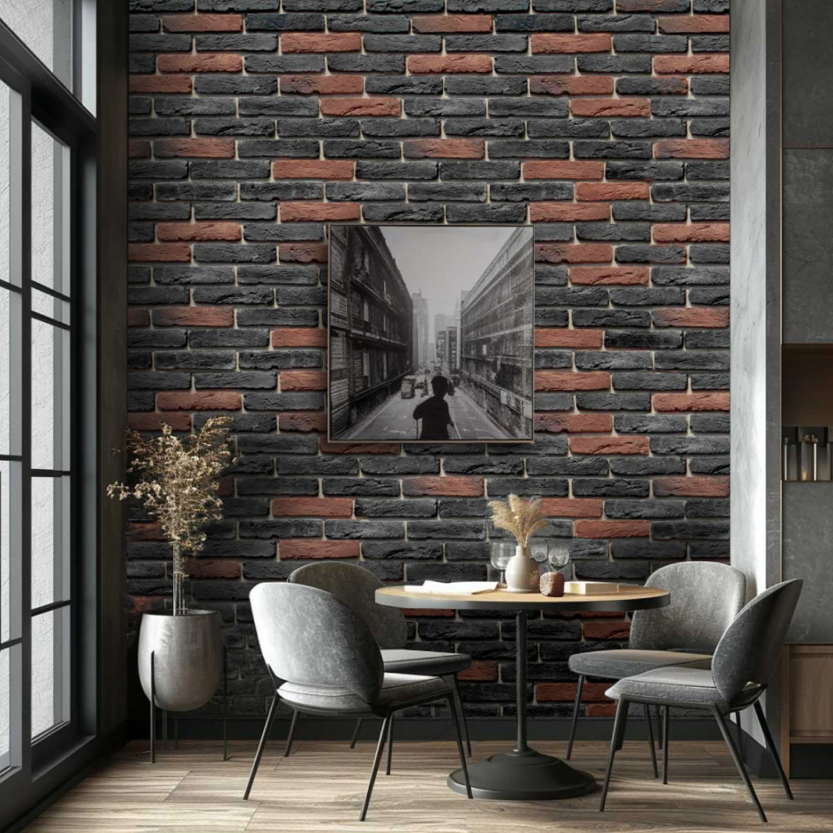 Декоративна плитка Стара Прага колір «Графітово-Бордовий мікс»