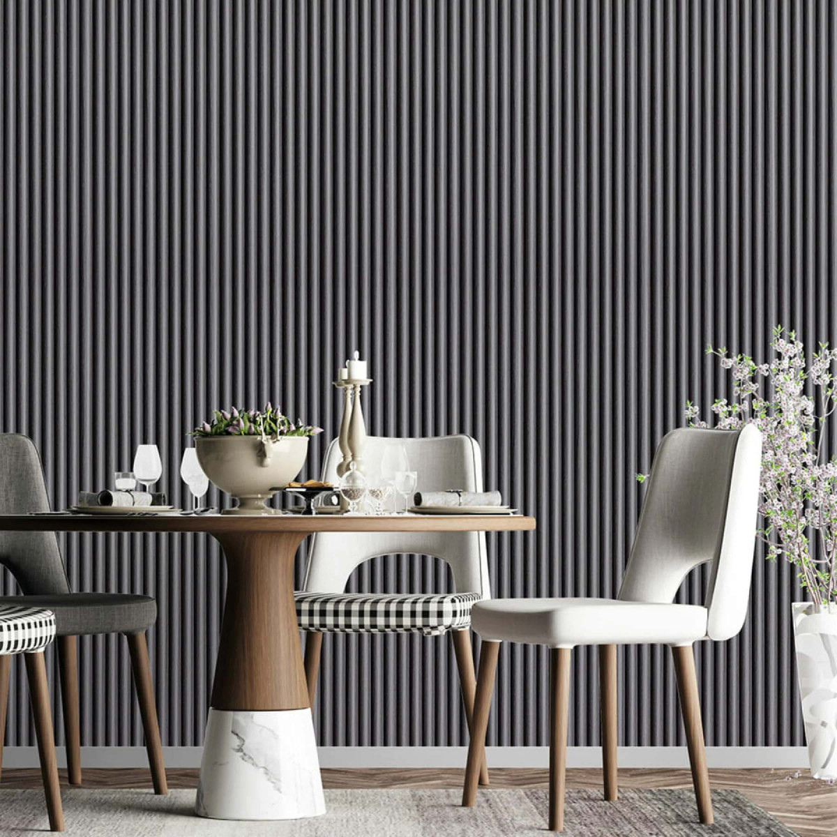 Рейка декоративна WPC кругла стінова 3000х152х15мм Графіт SW-00001873