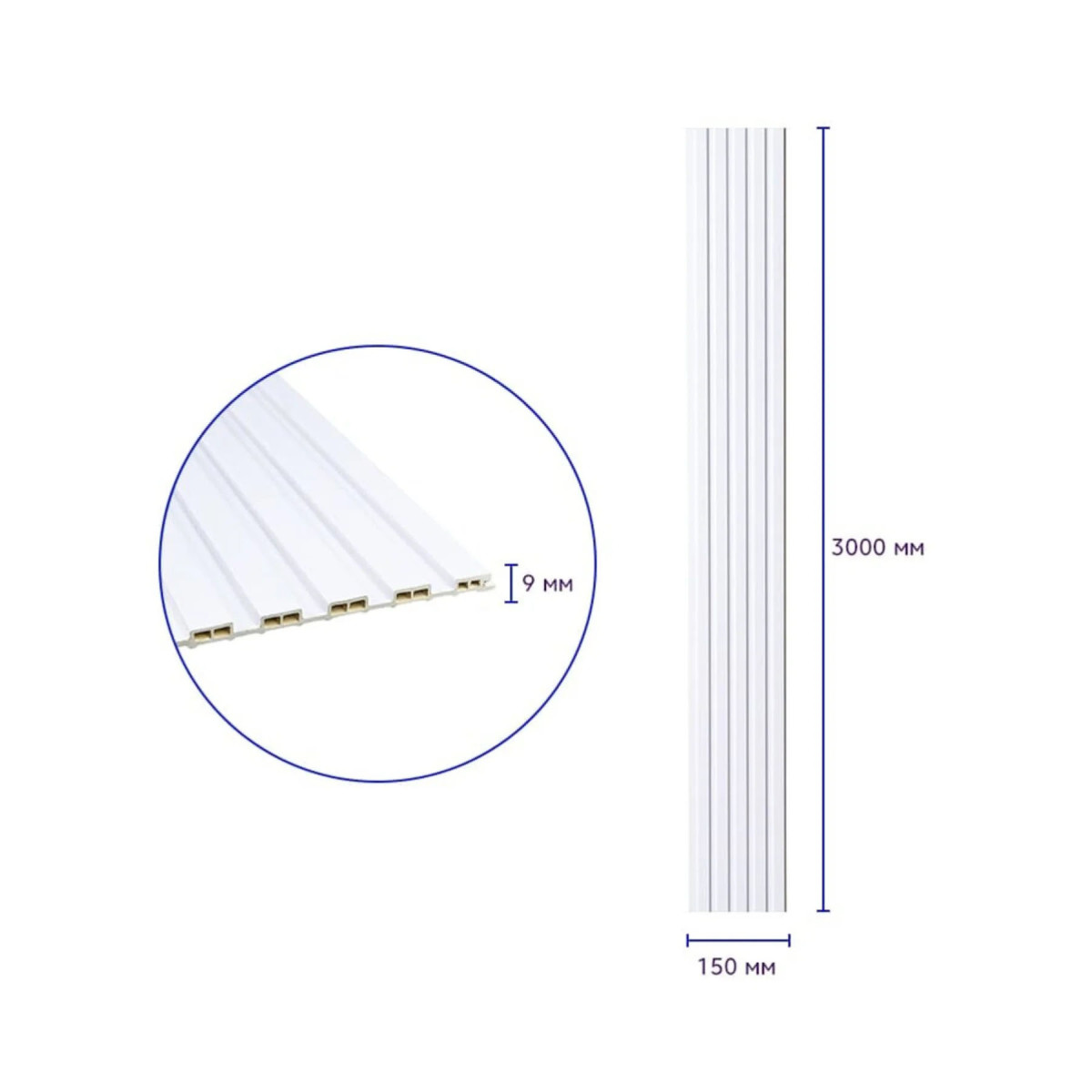 Рейка декоративна WPC стінова 3000х150х9мм Білий SW-00001866