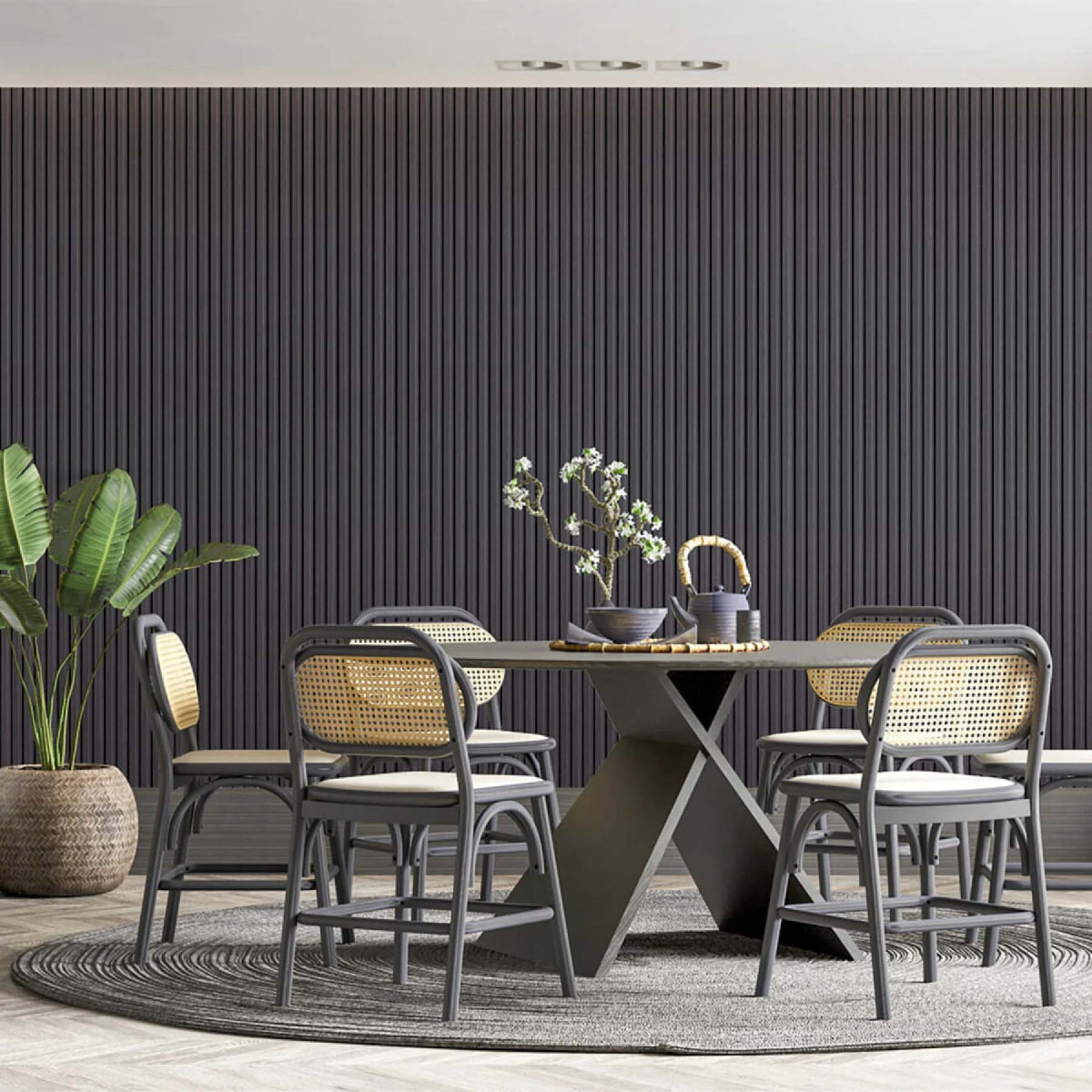 Рейка декоративна WPC стінова 3000x150x9мм Графіт SW-00001871