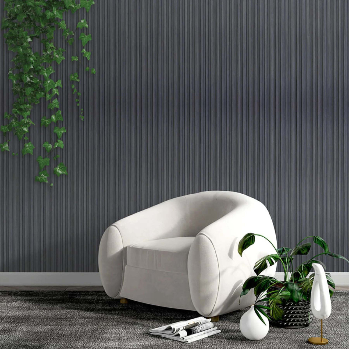 Рейка декоративна WPC стінова 3000x160x23мм Графіт SW-00001529