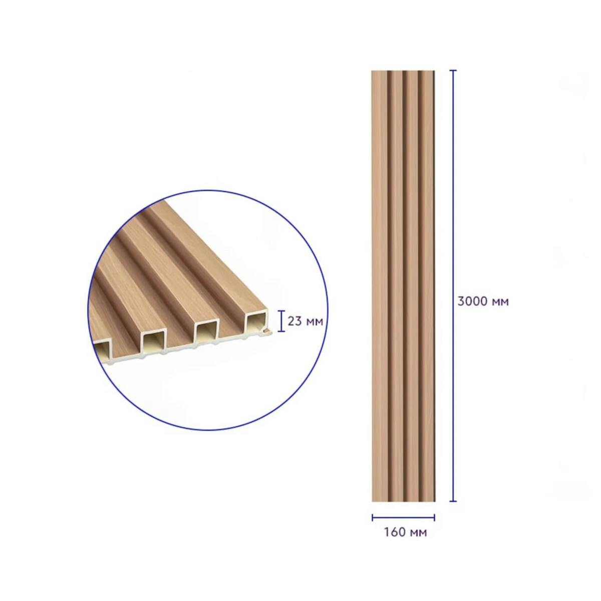 Рейка декоративна WPC стінова 3000х160х23мм Дуб SW-00001855