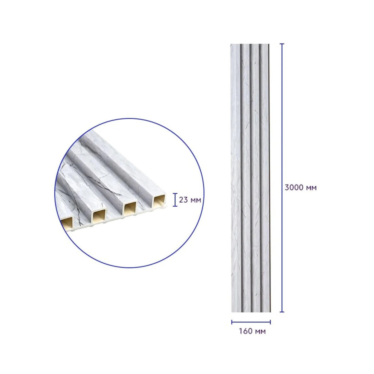 Рейка декоративна WPC стінова 3000x160x23мм Мармур SW-00001862