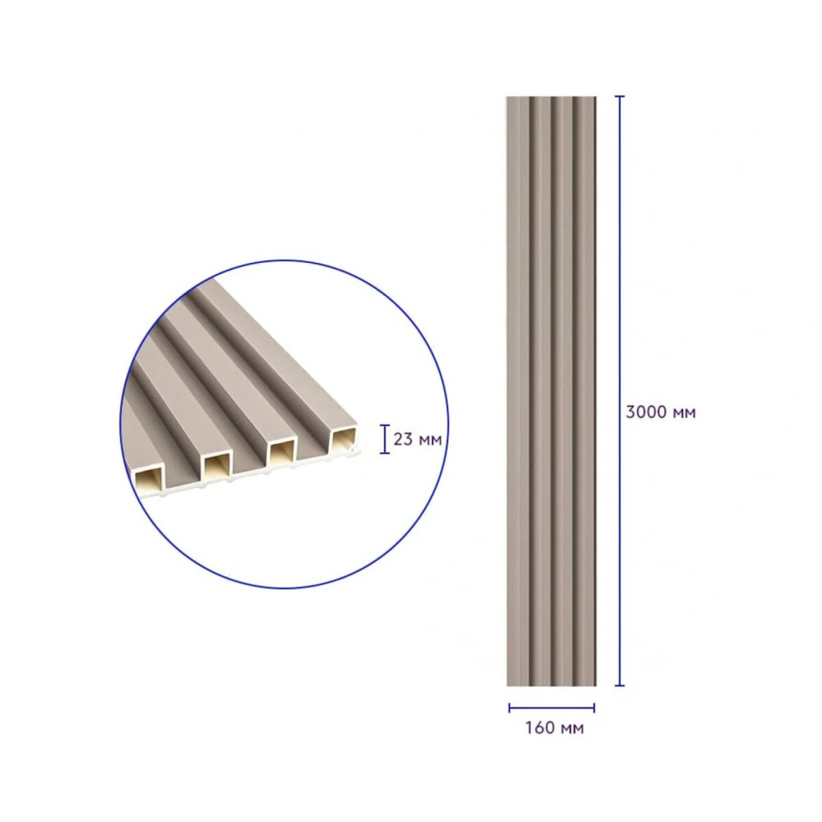 Рейка декоративна WPC стінова 3000x160x23мм Мокко SW-00001859