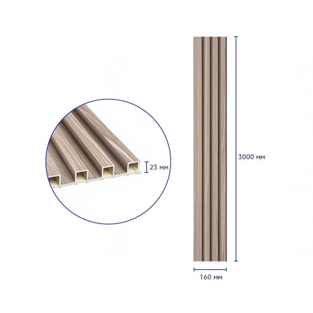 Рейка декоративна WPC стінова 3000x160x23мм Сірий горіх SW-00001856