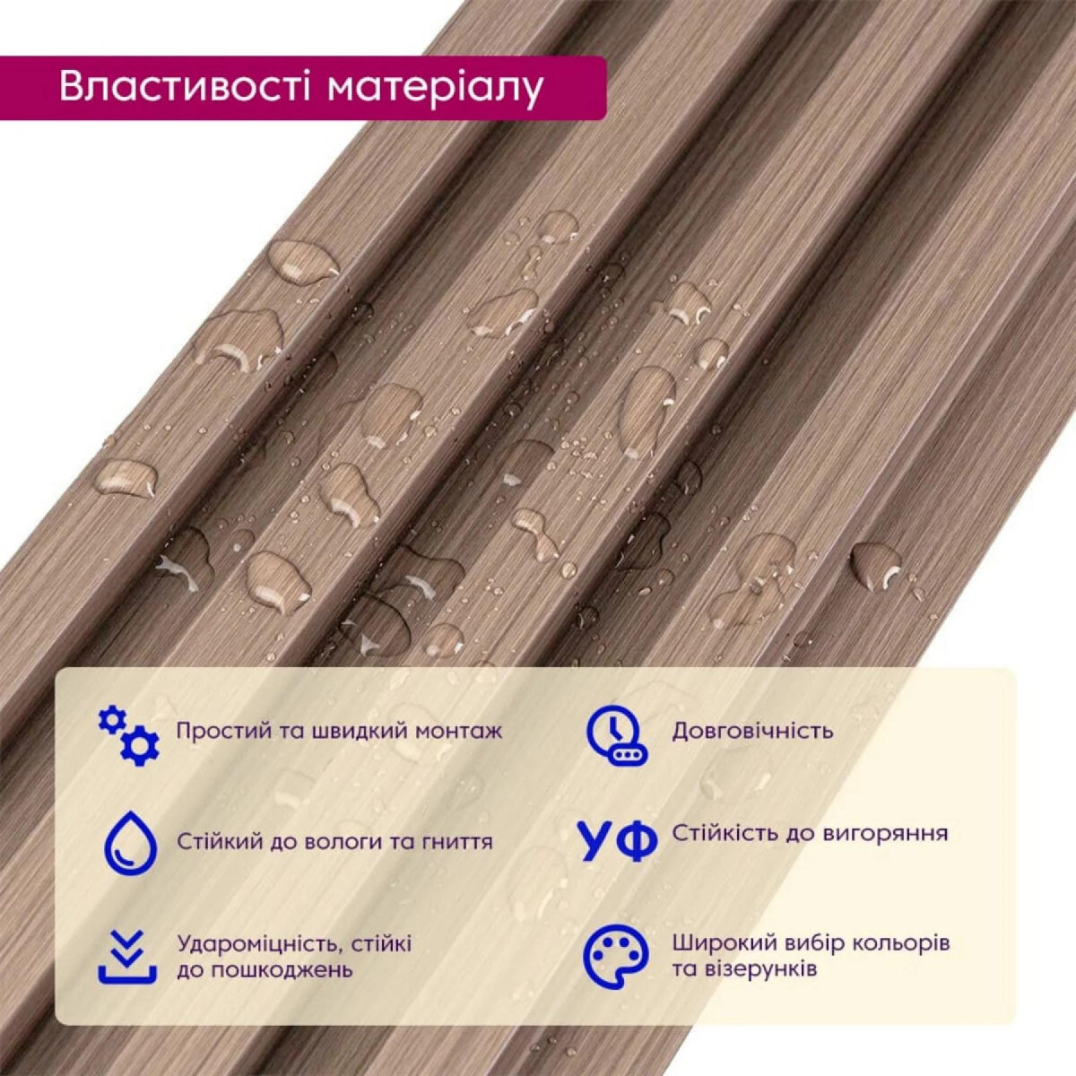 Рейка декоративна WPC стінова 3000x160x23мм Світлий горіх SW-00001853