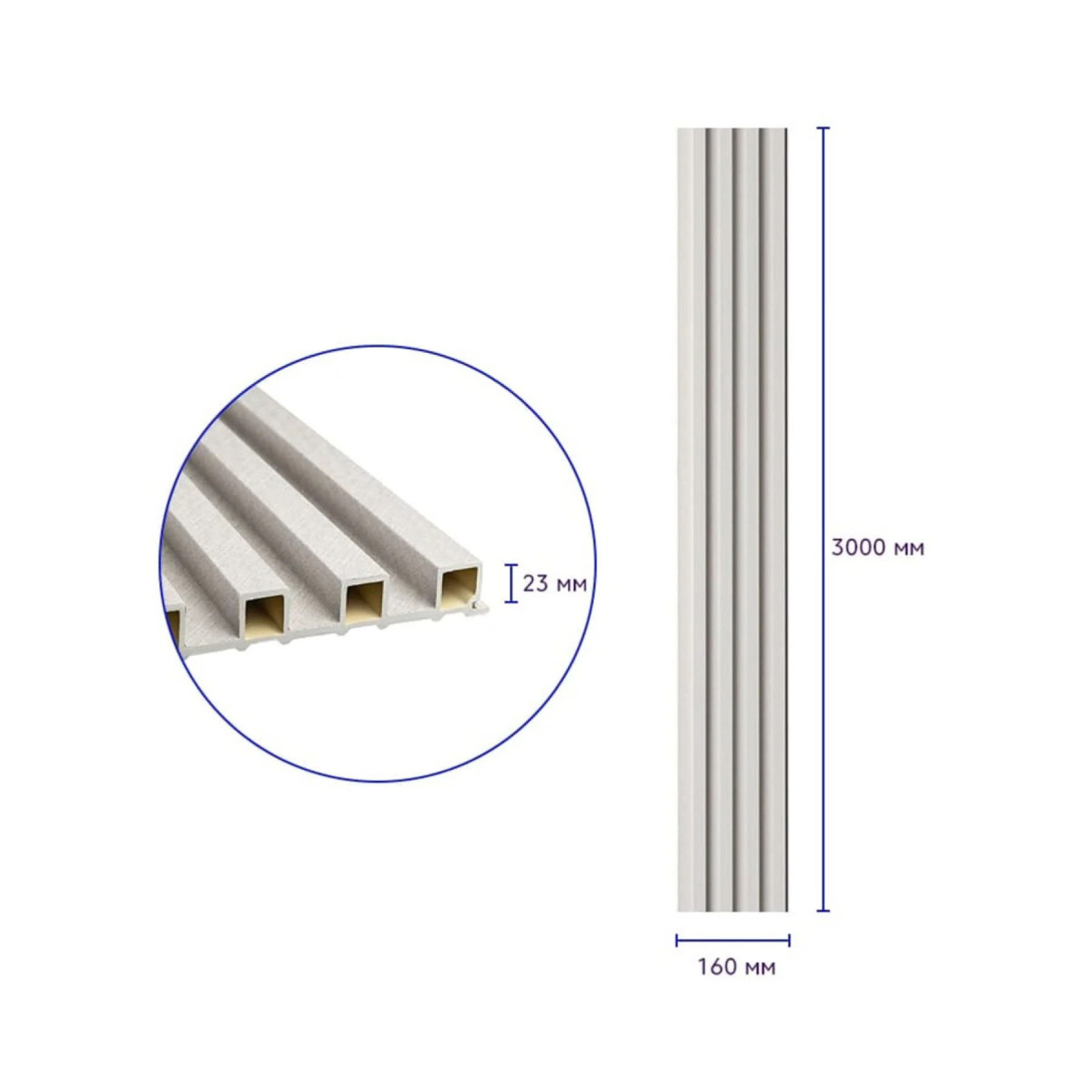 Рейка декоративна WPC стінова 3000x160x23мм Світло-сірий SW-00001860
