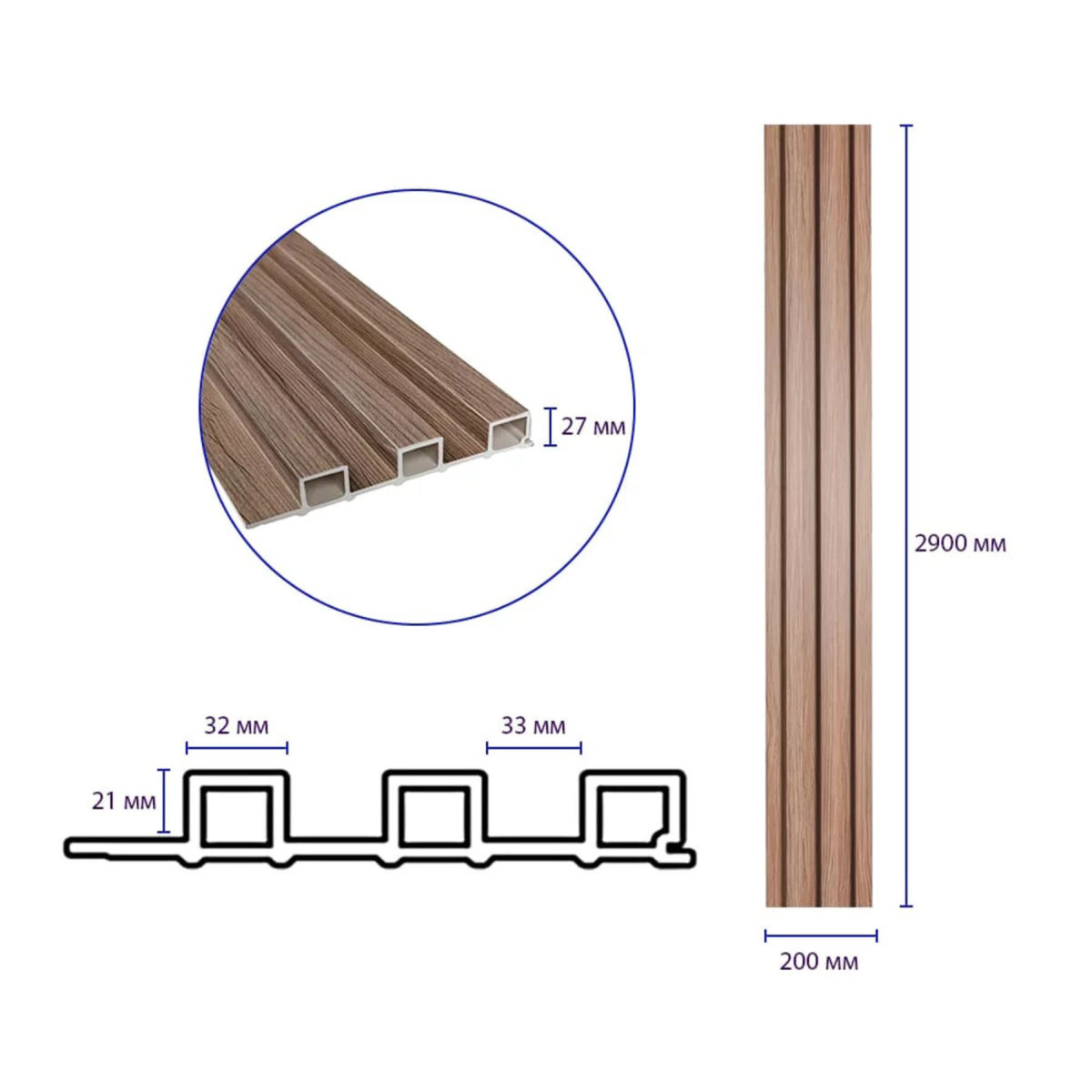 Рейка декоративна WPC стінова 200x27x2900мм SW-00003001 "Латте"