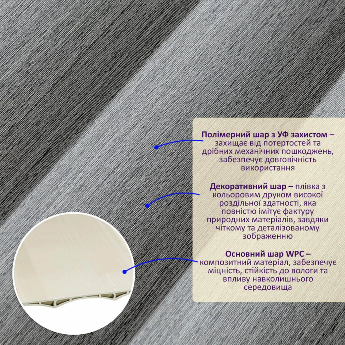 Рейка декоративна WPC стінова 205x14x2900мм SW-00003020 "Димчастий Ясен"