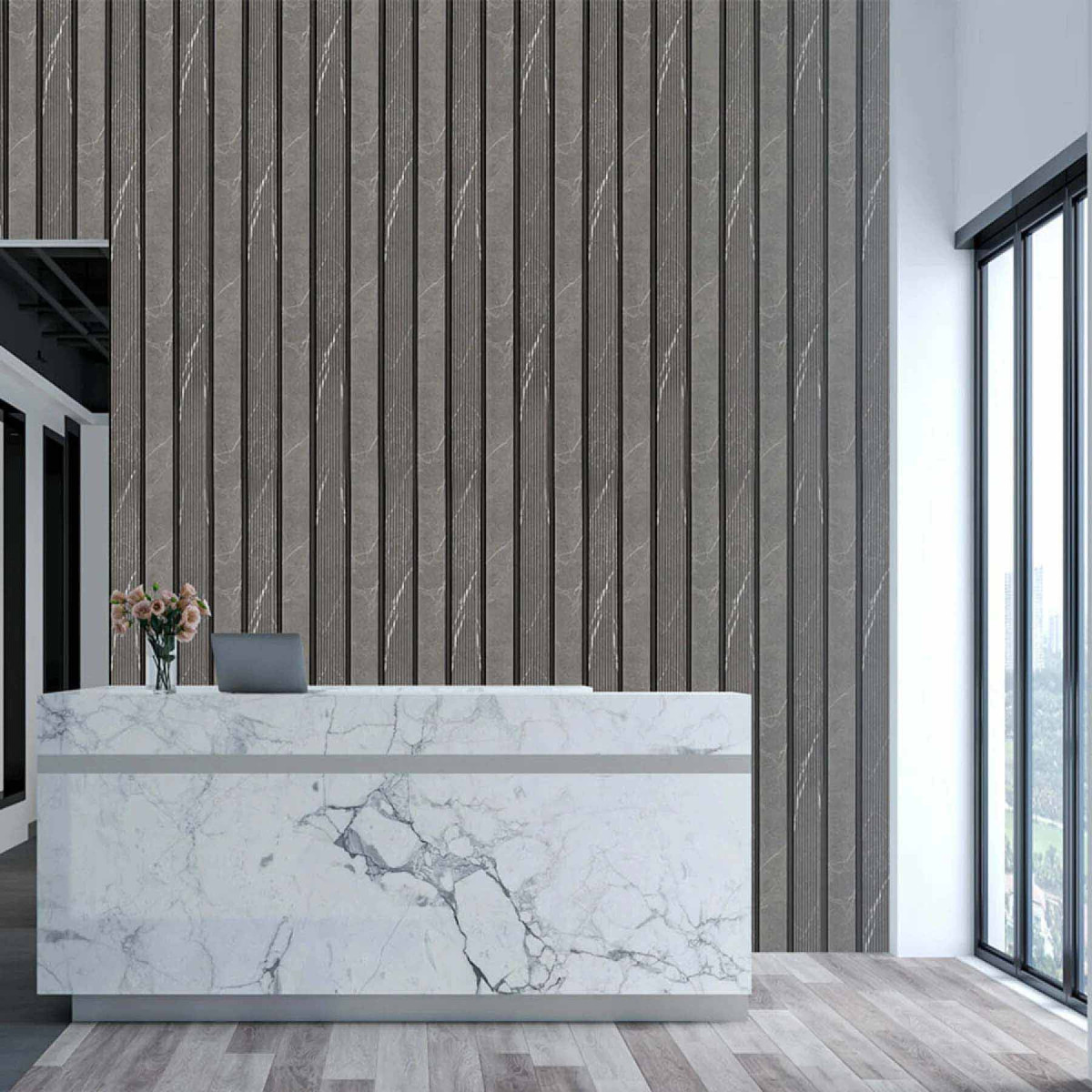 Декоративна рейка для стін PS 2900х120х12мм Сірий мармур SW-00001751