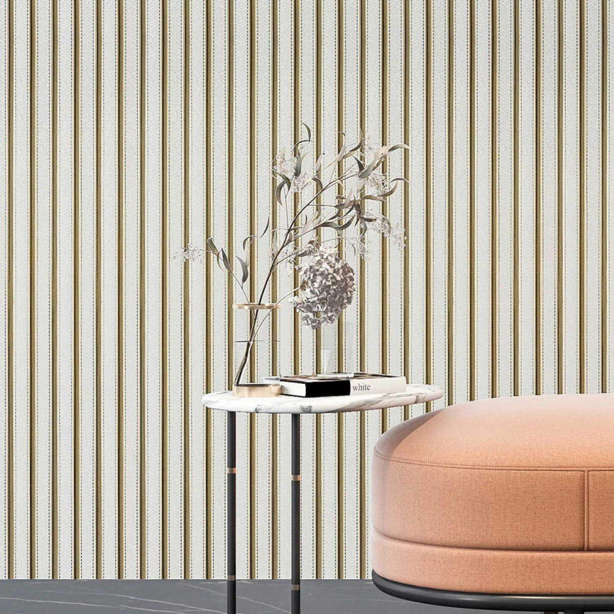 Рейка декоративна PS Під білу шкіру із золотом 2900х120х12мм SW-00002130