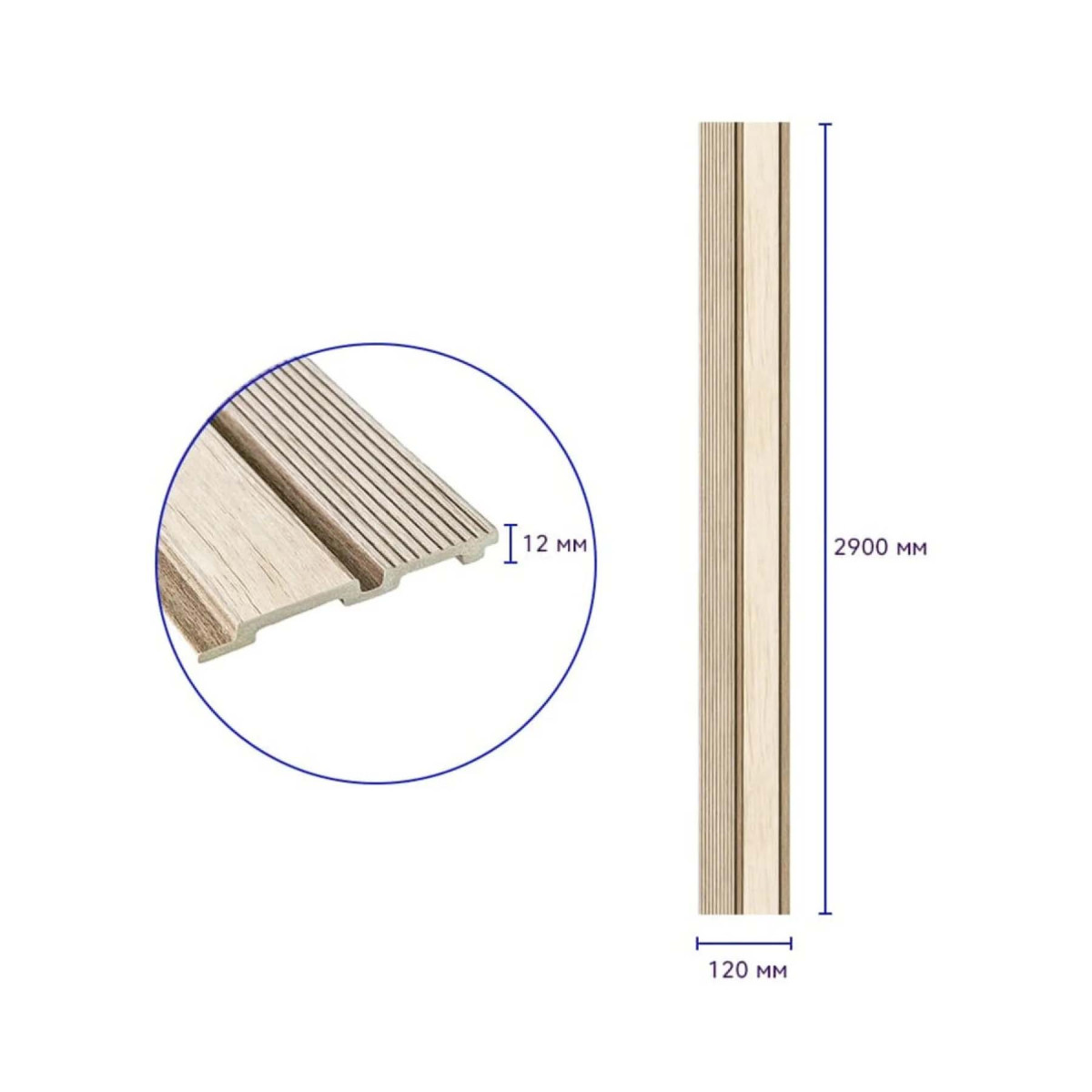 Декоративна рейка PS Світле дерево 2900х120х12мм SW-00001750