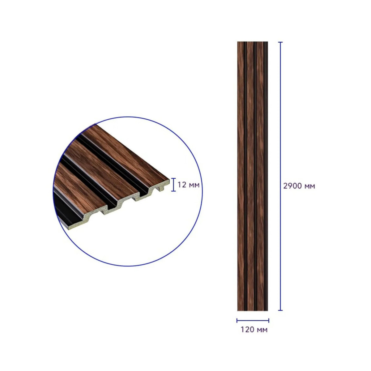 Рейка декоративна PS Темний горіх 2900х120х12мм SW-00001745