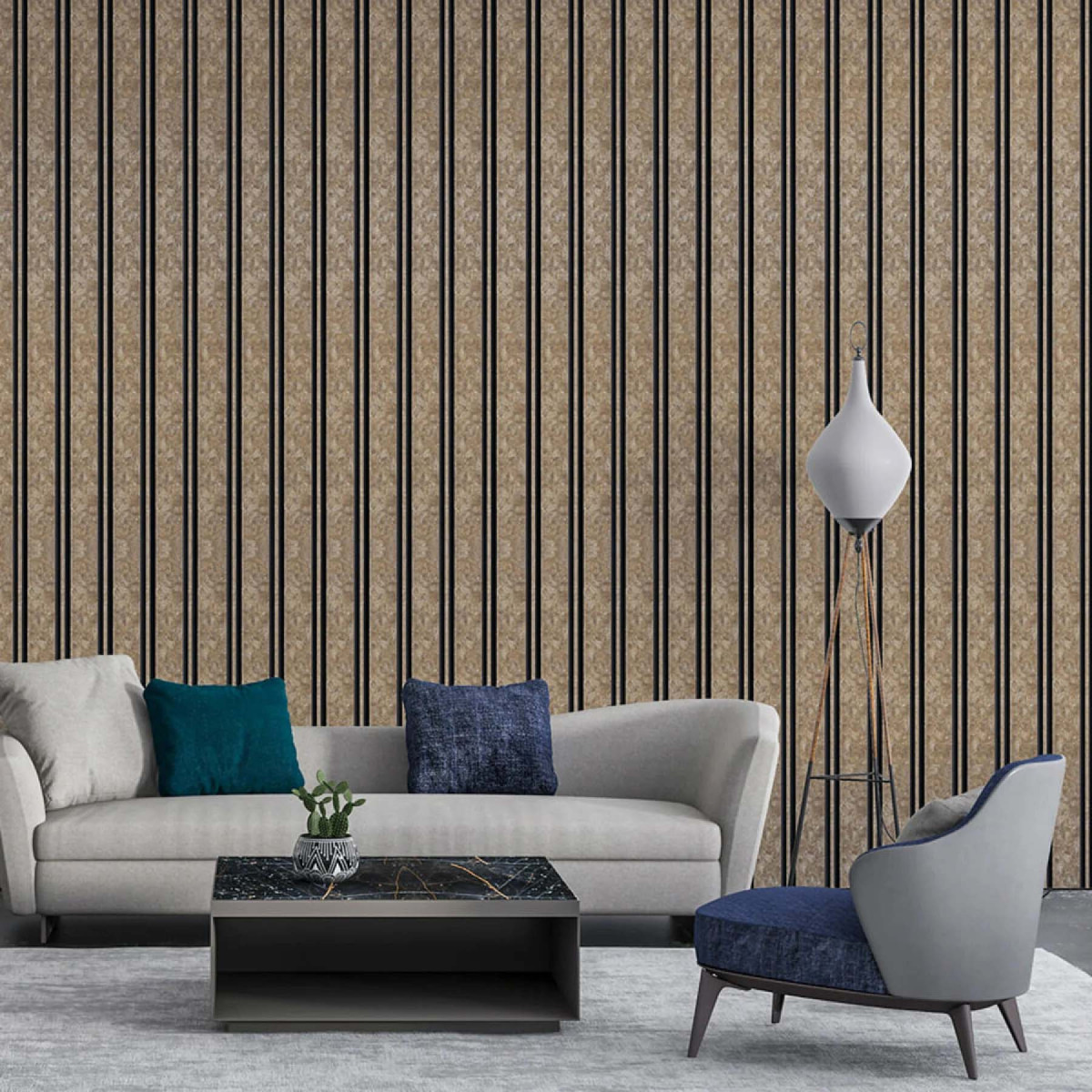 Рейка декоративна PS Сіро-коричнева із золотом 2900х120х12мм SW-00002138