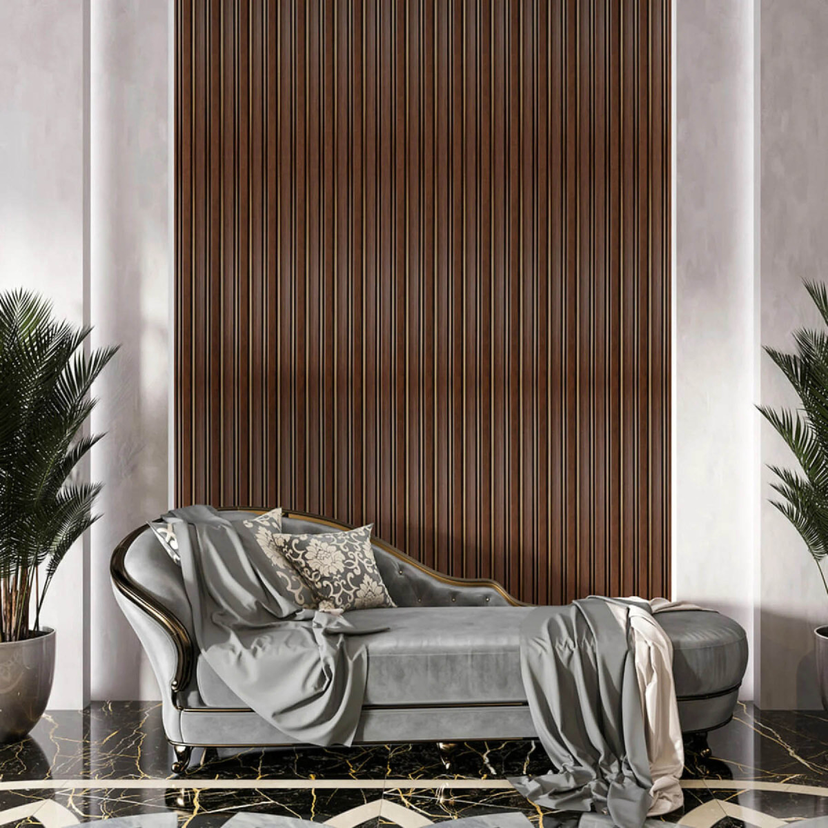 Рейка декоративна PS 2900x120x12мм Темний горіх із золотом SW-00002131