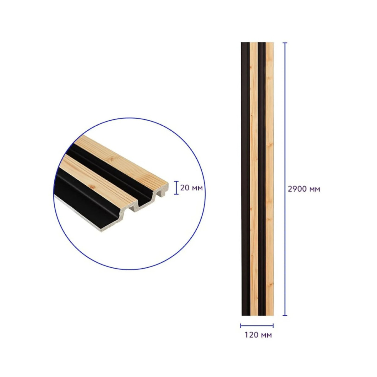 Рейка декоративна PS 2900х120х20мм Сосна з графітом SW-00002146