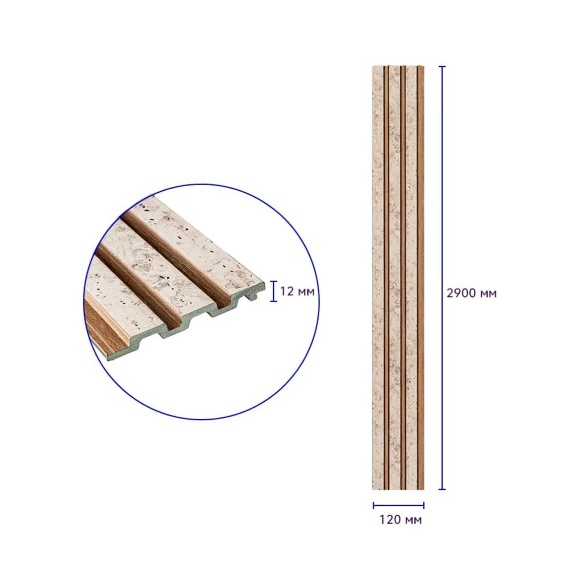 Рейка декоративна PS 2900x120x12мм Бежевий меланж із золотими вкрапленнями (D) SW-00001742