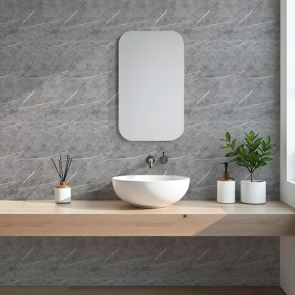Самоклеюча стінова PET плитка в рулоні 600x3000x2 мм Попелястий SW-00001702