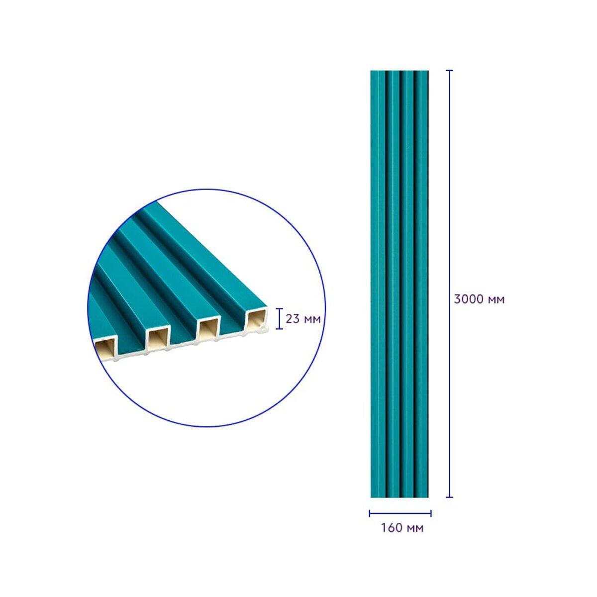 Рейка декоративна WPC стінова 3000x160x23мм Темна бірюза SW-00001863