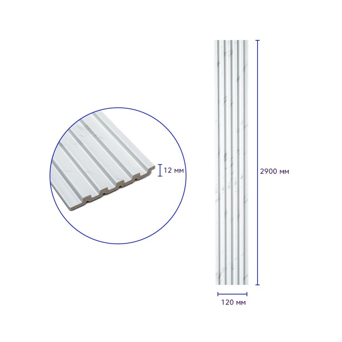 Декоративна рейка Білий мармур PS 2900×120×11 мм SW-00002134