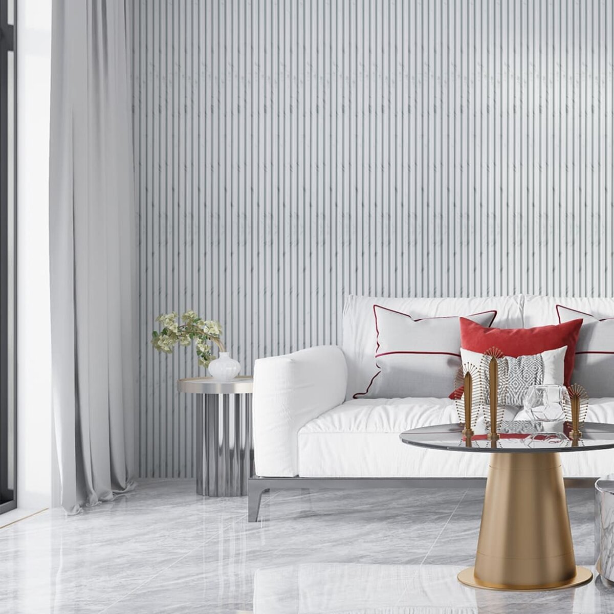 Декоративна рейка Білий мармур PS 2900×120×11 мм SW-00002134