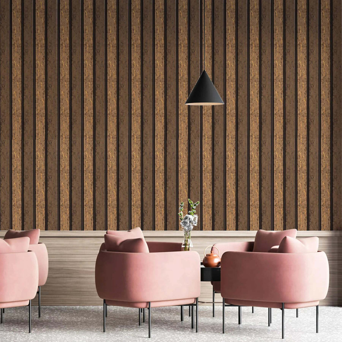 Стінова рейка PS декоративна 2900x120x12мм Коричневий із золотими прожилками SW-00001749