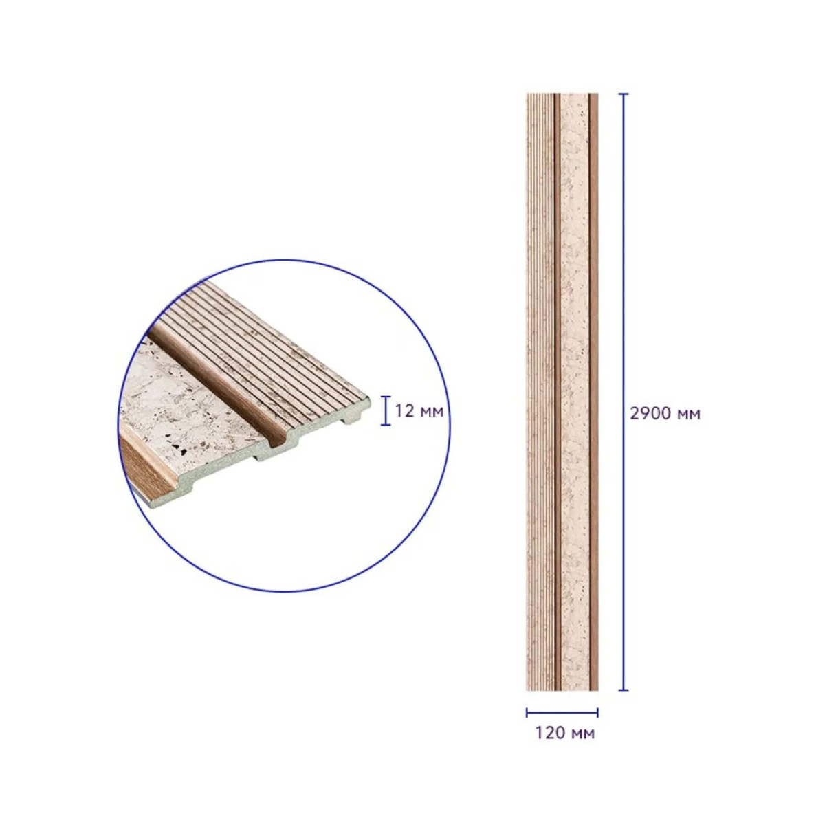 Стінова рейка декоративна PS 2900х120х12мм Кремовий мармур із золотими вкрапленнями SW-00001748