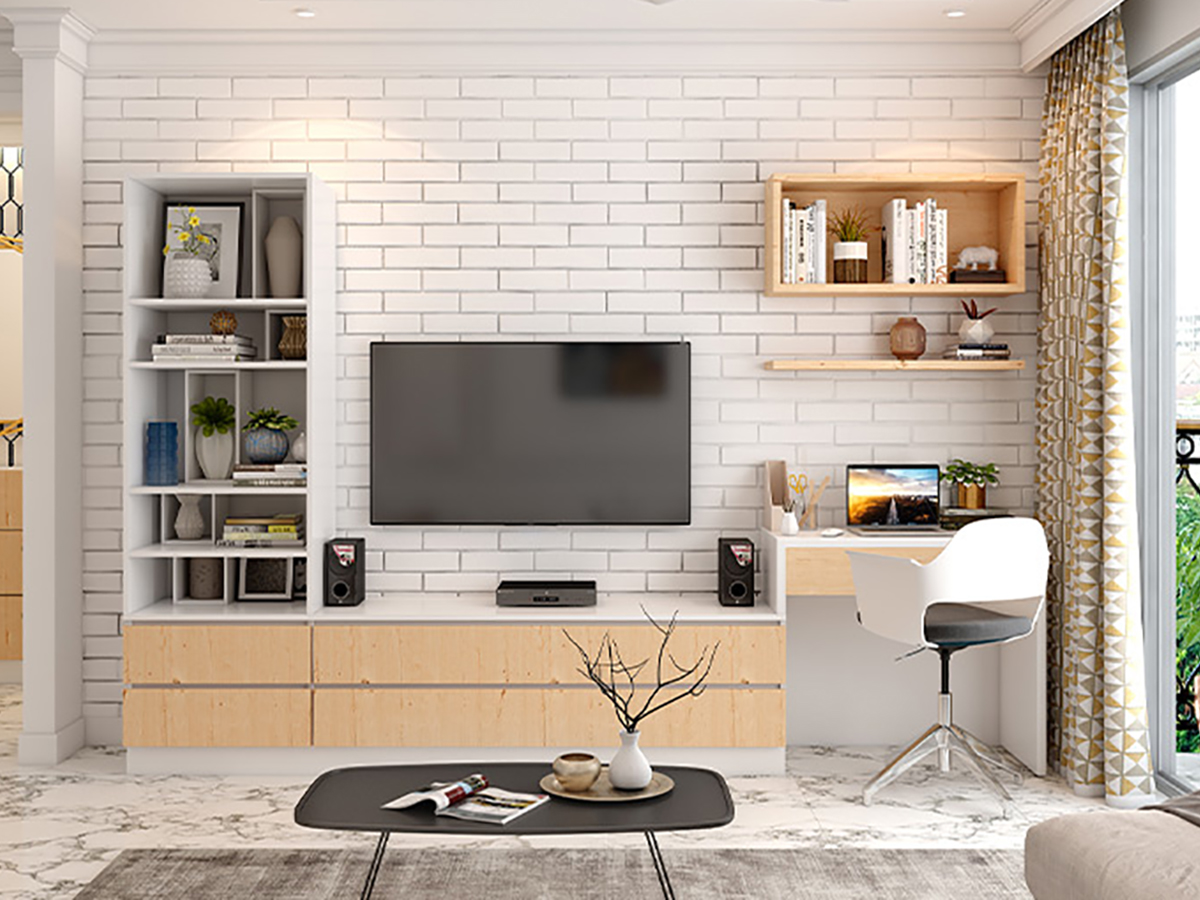 Біла цегляна стіна в мінімалізмі