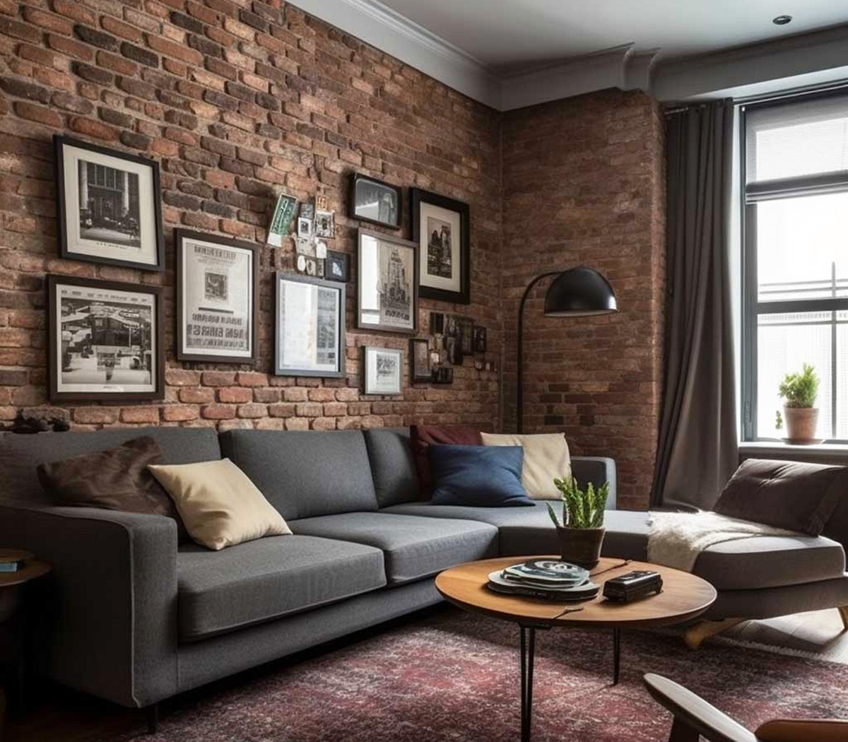 Червона цегла в дизайні квартири