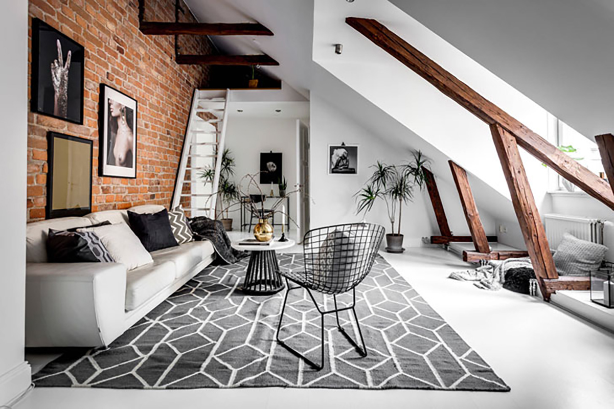 Поєднання дерева та цегли в інтер'єрі