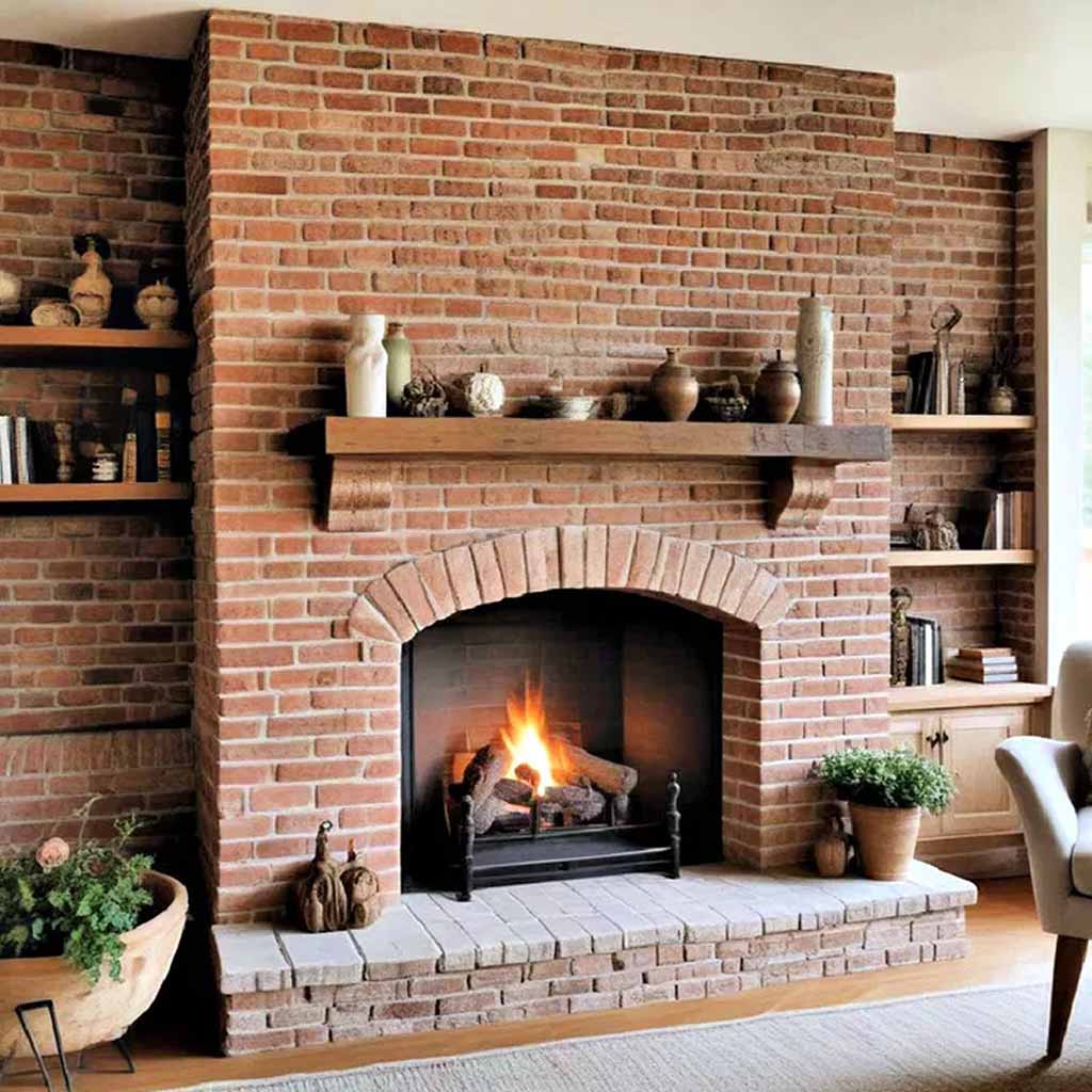 Камін облицьований декоративною цеглою