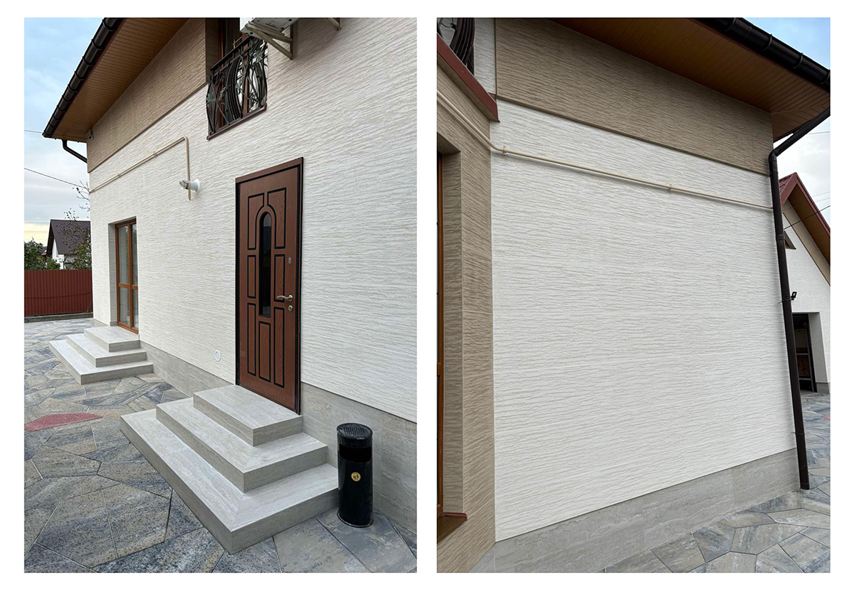 Декоративна штукатурка з фактурою дерева, бетону, травертину