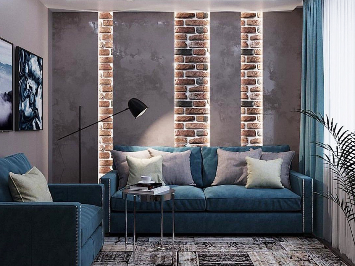 Дизайн інтер'єру кафе з цегляною стіною