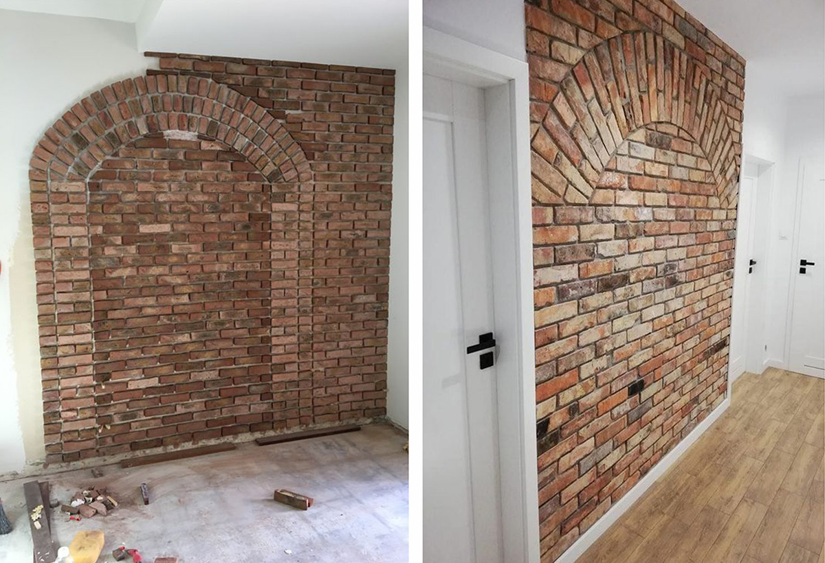 Поєднання декоративної штукатурки і цегли