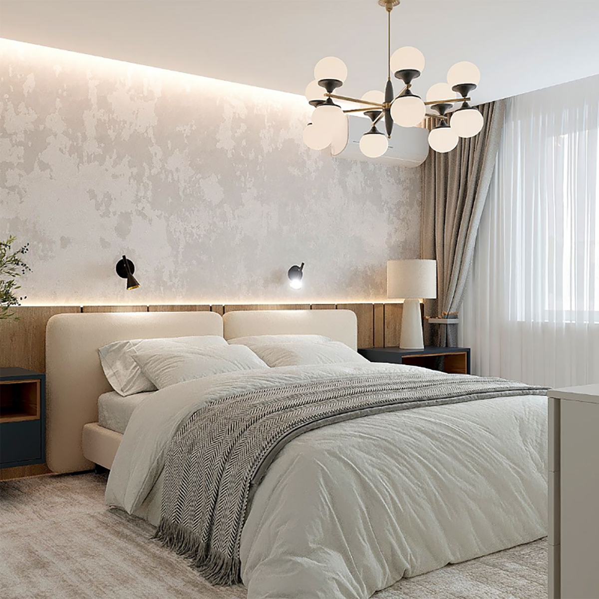 Декоративна штукатурка в спальні фото 2